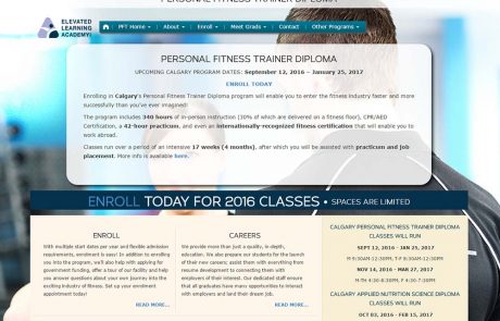 Elevated Learning Academy Custom WordPress Template developed by Zyris - Fitness Page